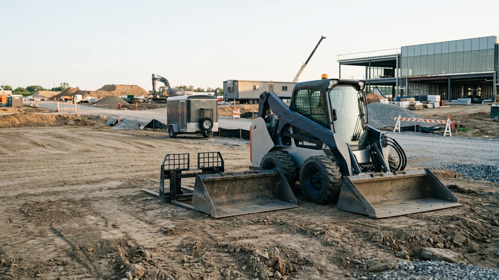 Editorial skid steer equipment planning scene for Skid Steer Financing: Compare Every Contract Path