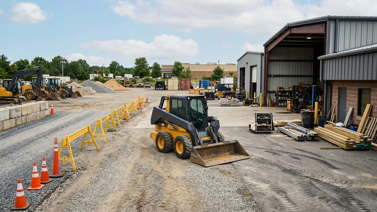 Editorial skid steer equipment planning scene for Lease-to-Own Skid Steer: Read the Ownership Path