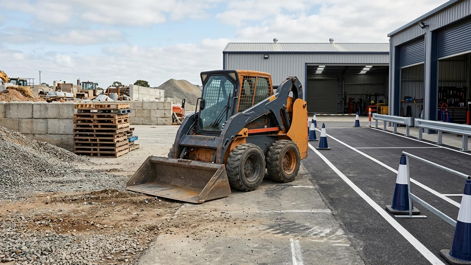 Editorial skid steer equipment planning scene for Skid Steer Lease: Compare Use, Return, and Buyout Paths